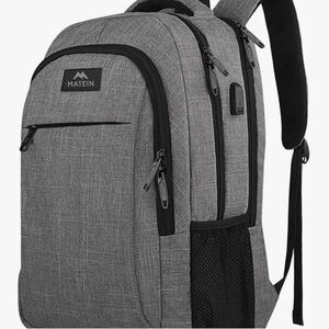 MATEIN Gray /Black USB Charging Travel Laptop Backpack
